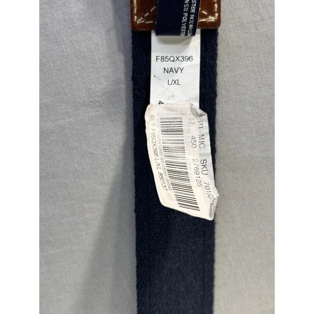 Cremieux Twill Weave Navy Blue Belt Featuring Footballs Double Ring Buckle